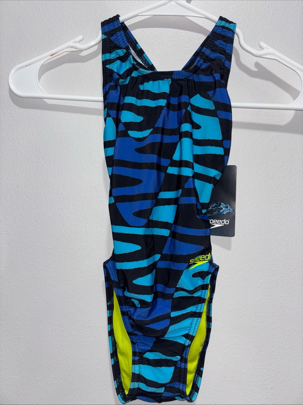 Speedo Girls Disco Boom Flyback One Piece Swimsuit ProLT Team Royal Blue Size 20